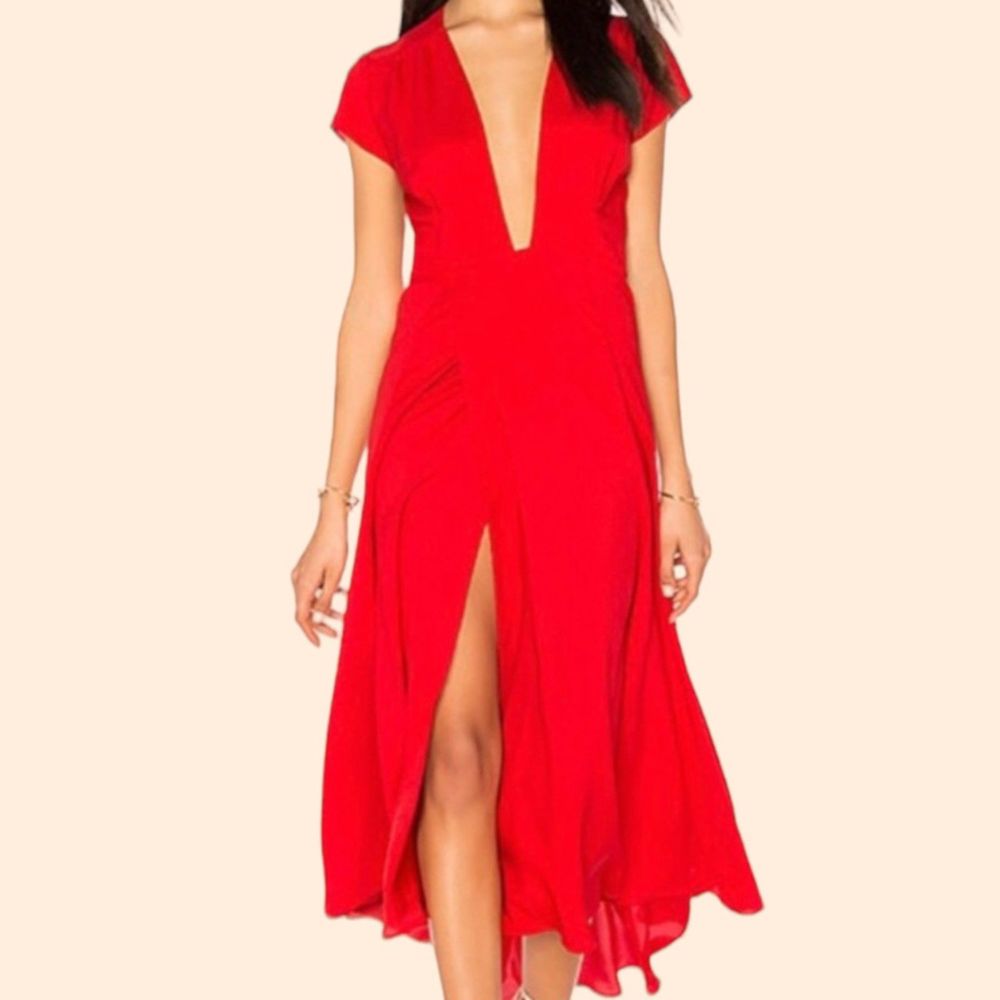 Two Arrows Felix Midi Wrap Dress Red